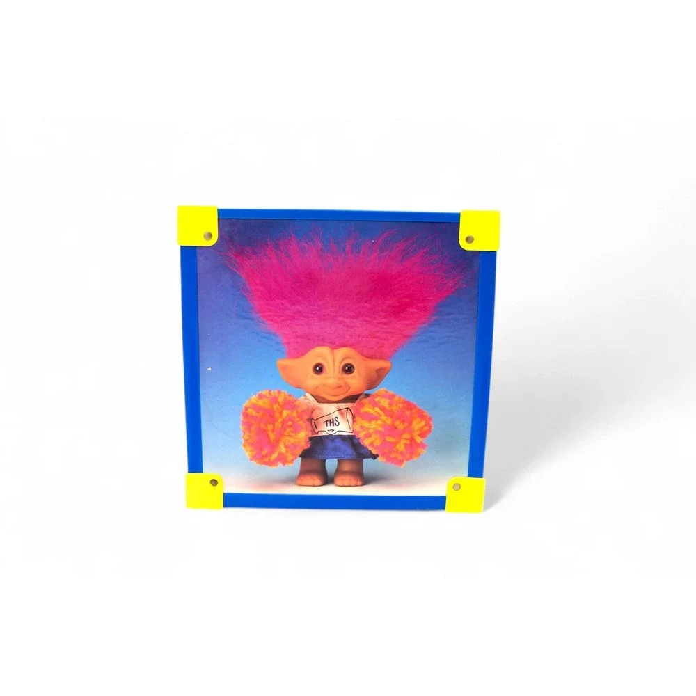 Vtg 1992 Ace Novelty Treasure Trolls Wooden Box Toy‎ Chest Storage Cube 90s